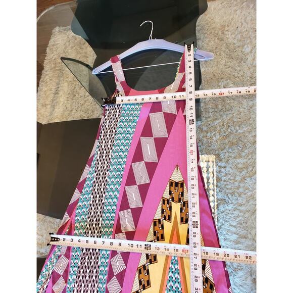 Luz & Sombra Long Maxi Dress Women Medium Multi Geo Print Wide Strap Square Neck - Picture 8 of 11